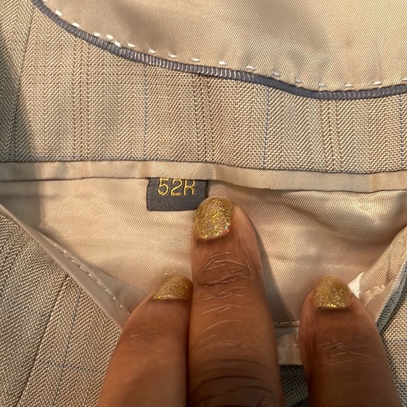 Zandello Tan Blue Stripes Mens Suit Jacket and Pants Tuxedo size 52R and 46R - Picture 4 of 17